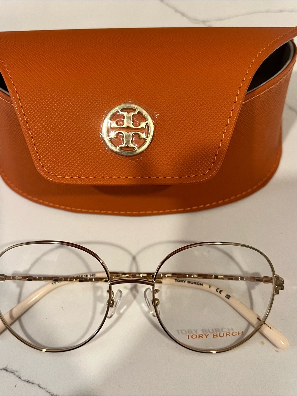 Tory Burch Gold Round Metal Frame Glasses with Case